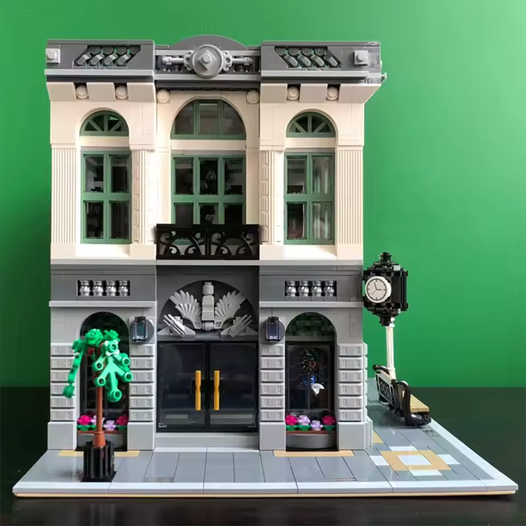 LEGO-kompatibler Bank-Bausatz mit Tresorraum + Wäscherei