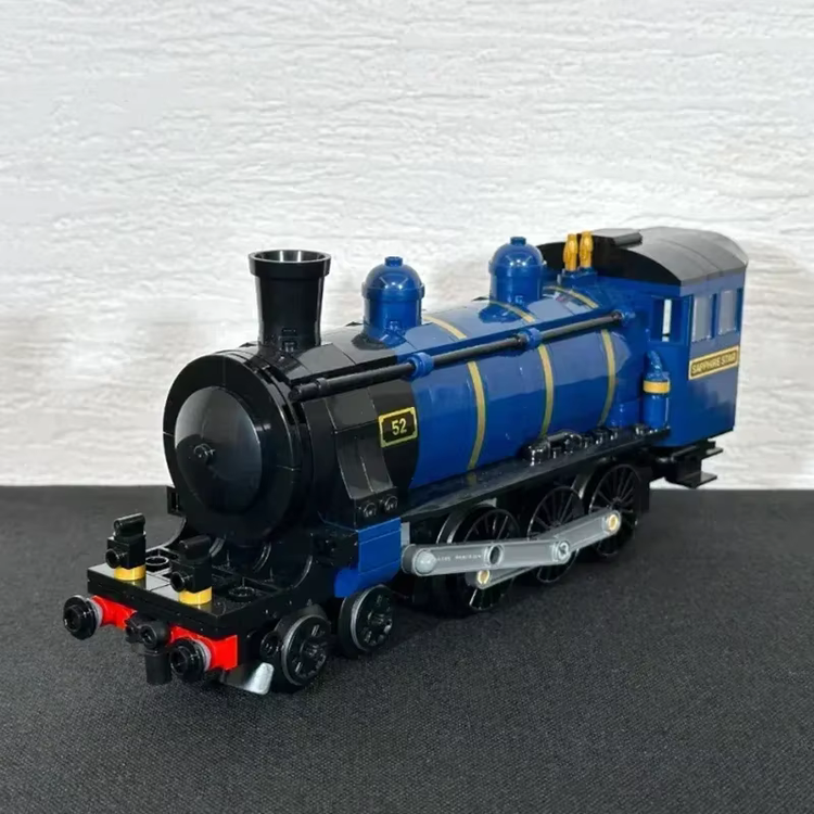 Klemmbaustein Dampflok mit 2 Personenwagen – 4-teiliges Zugmodell mit Schienen, 116 cm lang | LEGO-kompatibel