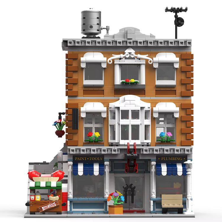 Retro-Eisenwaren-Geschäft – 3.642-teiliges Modular Building mit 7 Figuren | LEGO®-kompatibel
