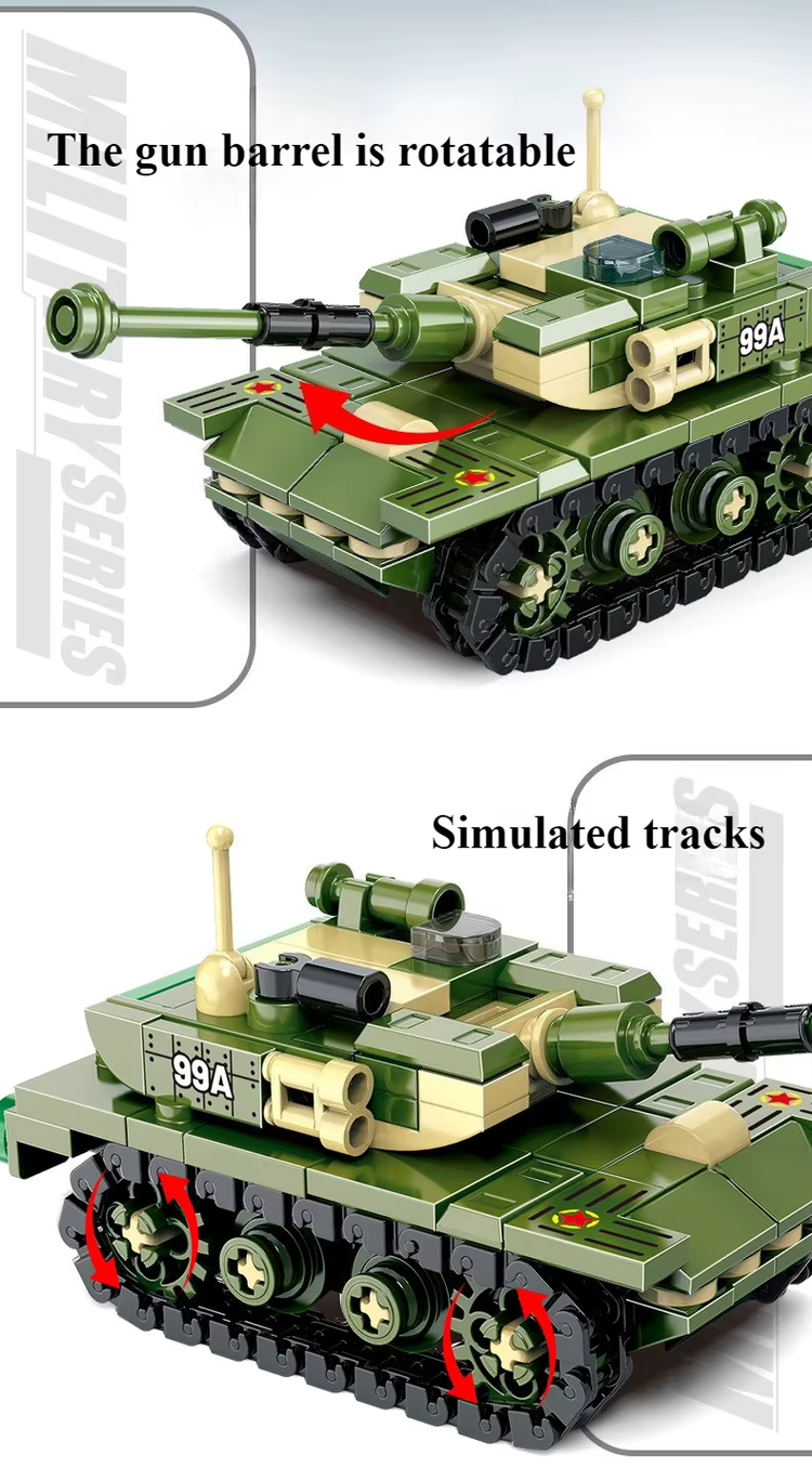 Panzer mit drehbarem Turm und Kettenantrieb | LEGO®-kompatibel