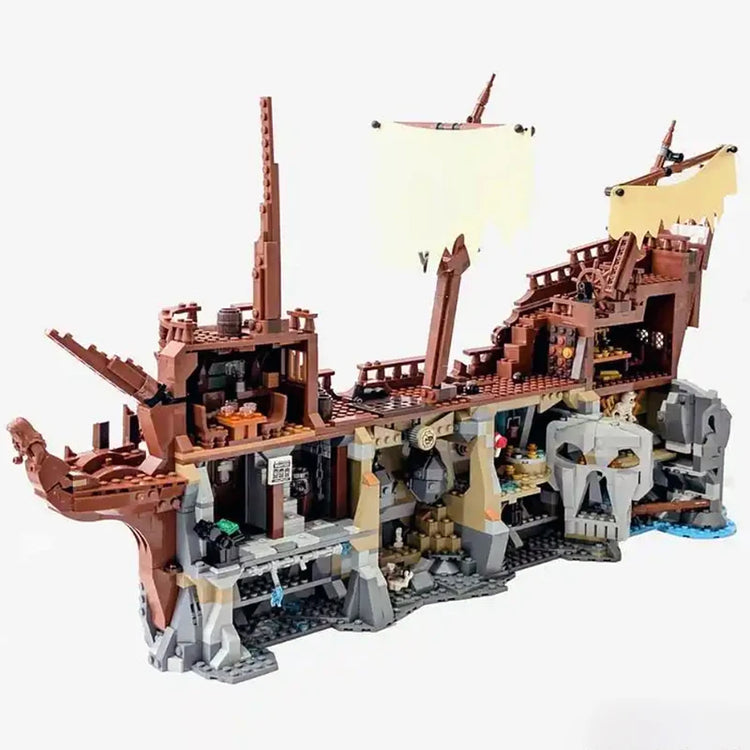 2912-teiliges Piratenschiff-Klemmbaustein-Set – großes Schiff mit Inneneinrichtung, Segeln und vielen Details
