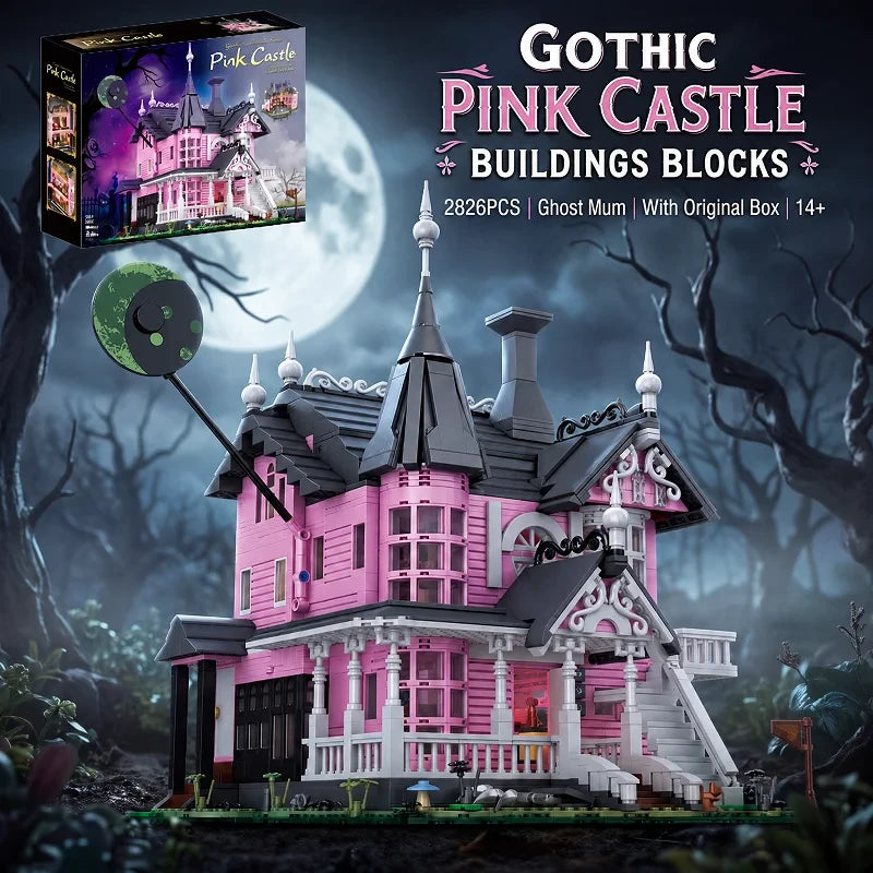 Rosa Spukvilla – 2.826-teiliges Gothic-Gebäudemodell | LEGO®-kompatibel