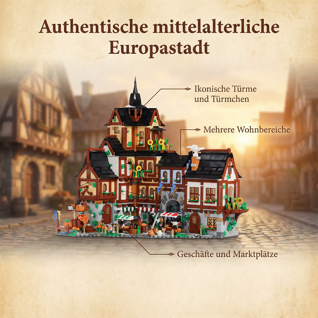 Mittelalterliche Stadt – 3.867-teiliges Architektur-Set | LEGO®-kompatibel