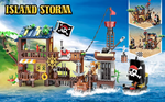 Piraten-Kai mit Beleuchtung – Klemmbaustein-Set mit Piratenhaus, 3 Umbauvarianten und Zubehör