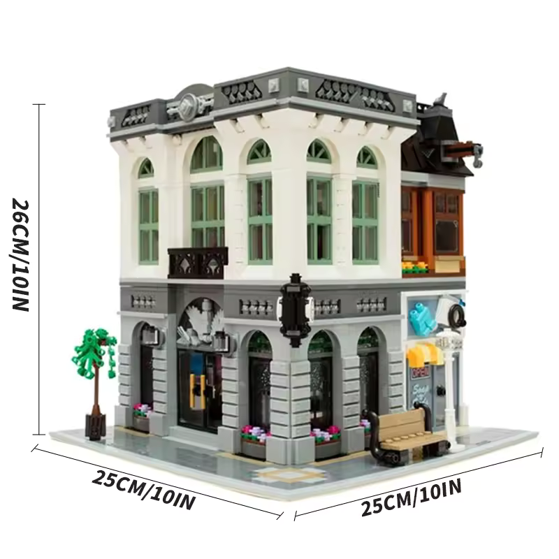 LEGO-kompatibler Bank-Bausatz mit Tresorraum + Wäscherei