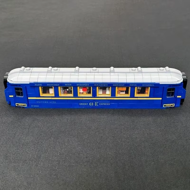 Klemmbaustein Dampflok mit 2 Personenwagen – 4-teiliges Zugmodell mit Schienen, 116 cm lang | LEGO-kompatibel