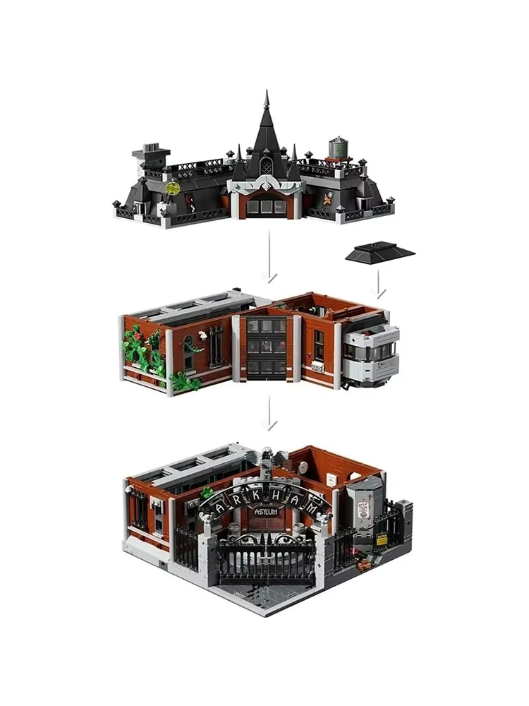 Superhelden-Krankenhaus – detailreiches Modell ähnlich LEGO Arkham Asylum | 2.953 Steine