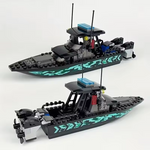 LEGO-kompatibles Polizei SWAT Schnellboot – Schwarzes Sturmboot Bausteinset