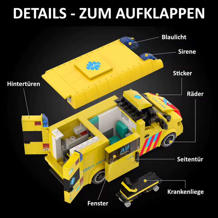 Lego-kompatibler Rettungswagen (Holland) - 648 Teile