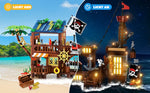 Piraten-Kai mit Beleuchtung – Klemmbaustein-Set mit Piratenhaus, 3 Umbauvarianten und Zubehör