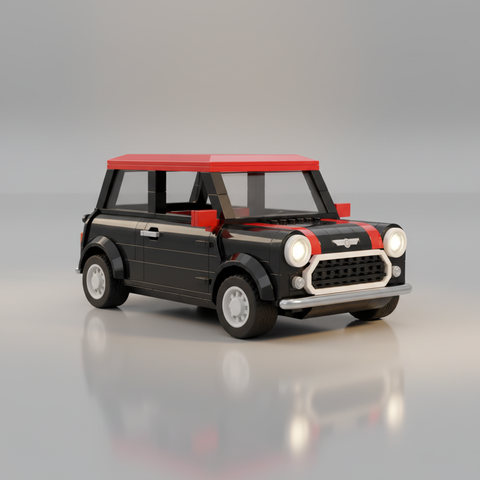 Mini Cooper Schwarz/Rot – 245-teiliges Klemmbaustein-Set im Retro-Design | LEGO-kompatibel