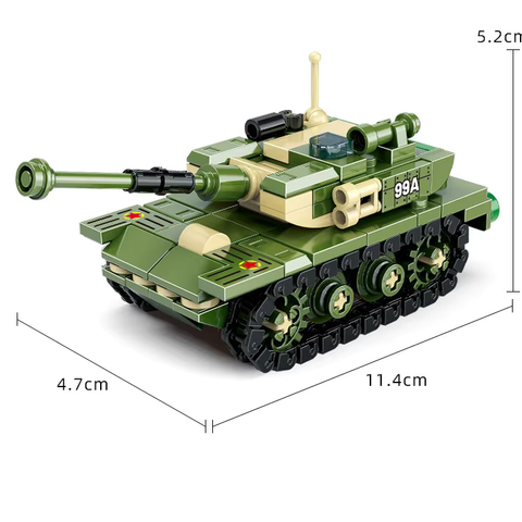 Panzer mit drehbarem Turm und Kettenantrieb | LEGO®-kompatibel