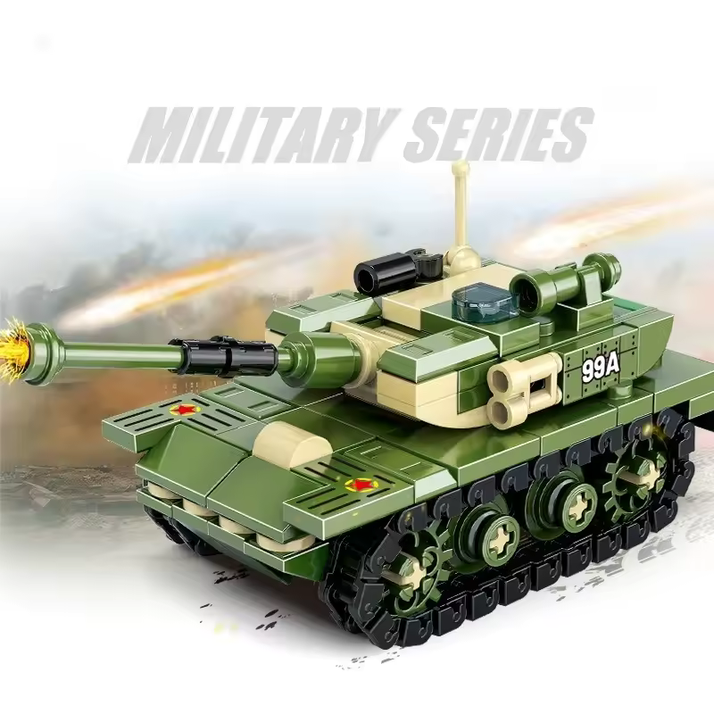 Panzer mit drehbarem Turm und Kettenantrieb | LEGO®-kompatibel