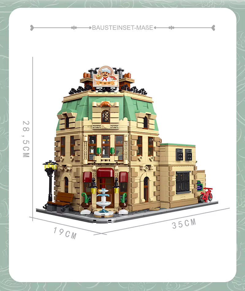 LEGO®-kompatibles Pariser Restaurant mit LED-Beleuchtung | 3.104 Steine