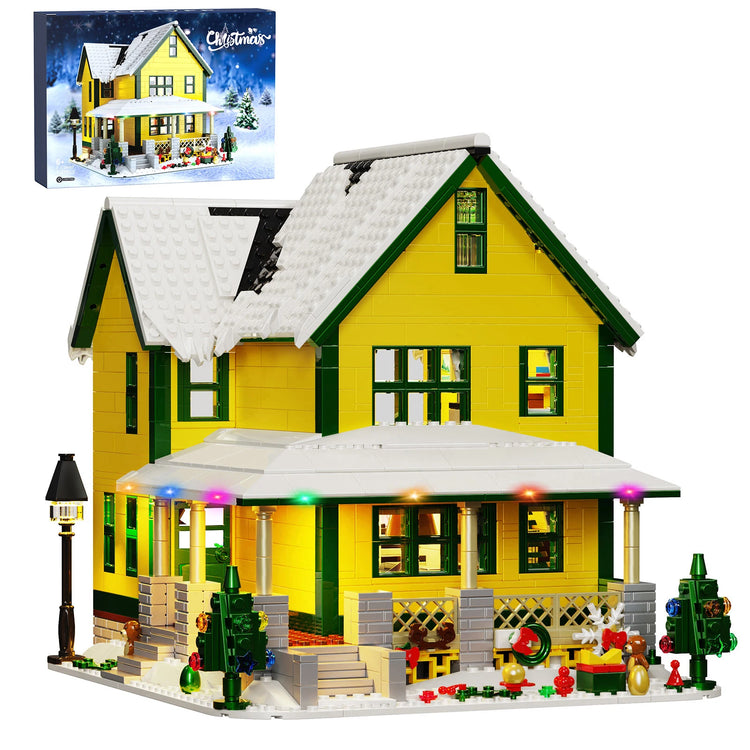 Weihnachtshaus mit Beleuchtung – festliches Klemmbaustein-Set | LEGO®-kompatibel