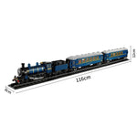 Klemmbaustein Dampflok mit 2 Personenwagen – 4-teiliges Zugmodell mit Schienen, 116 cm lang | LEGO-kompatibel