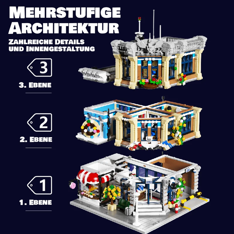 Polizeistation – 3-stöckiges Modular Building | LEGO®-kompatibel