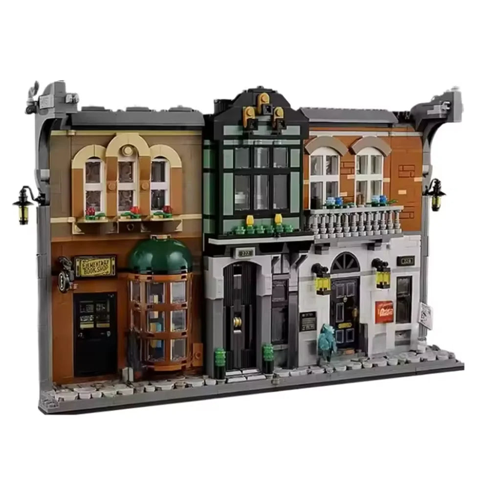 Historische Häuserzeile – 1.359-teiliges Klemmbaustein-Set mit Buchhandlung | LEGO®-kompatibel