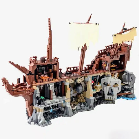 2912-teiliges Piratenschiff-Klemmbaustein-Set – großes Schiff mit Inneneinrichtung, Segeln und vielen Details