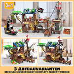 Piraten-Kai mit Beleuchtung – Klemmbaustein-Set mit Piratenhaus, 3 Umbauvarianten und Zubehör