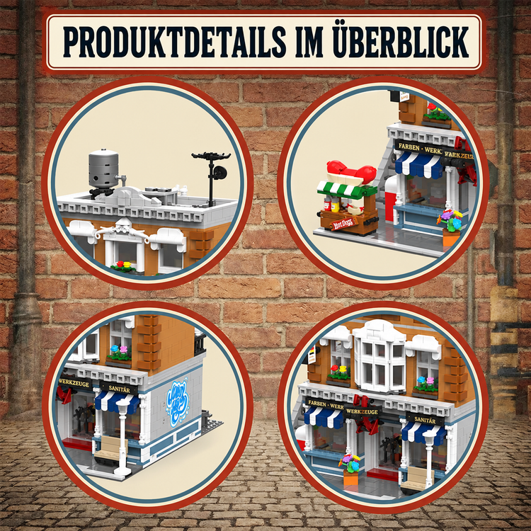 Retro-Eisenwaren-Geschäft – 3.642-teiliges Modular Building mit 7 Figuren | LEGO®-kompatibel