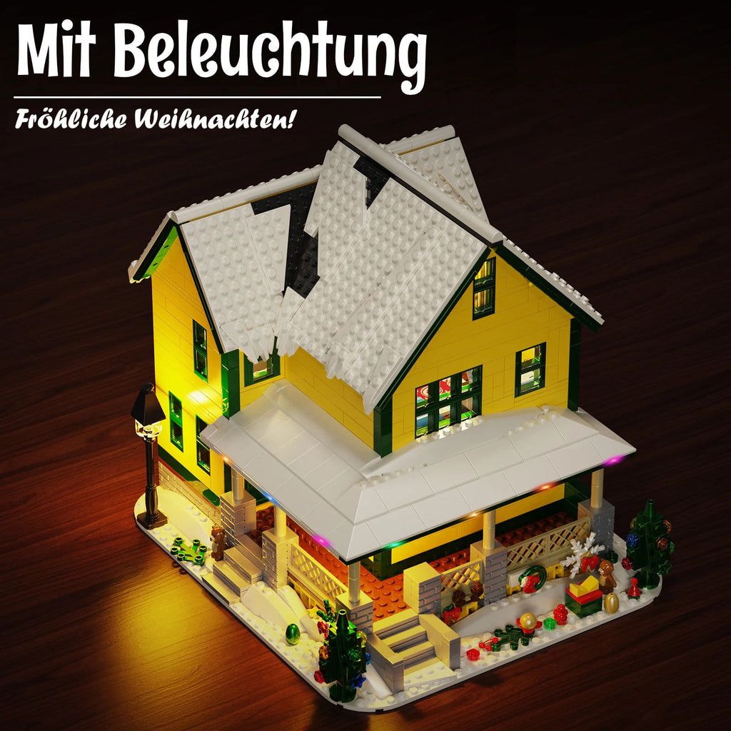 Weihnachtshaus mit Beleuchtung – festliches Klemmbaustein-Set | LEGO®-kompatibel