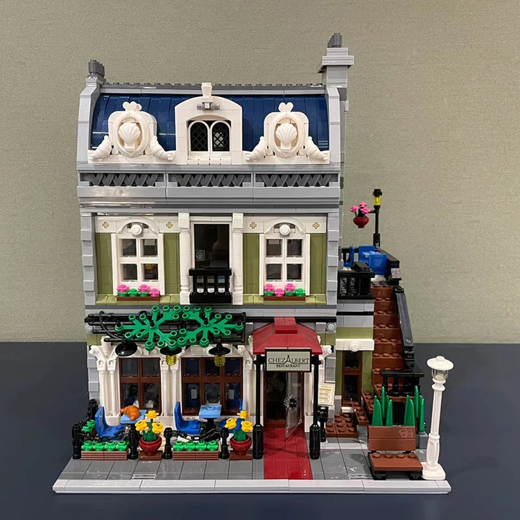 Restaurant Klemmbaustein-Set mit 2.469 Teilen – Modularer Gebäudebausatz | ähnlich Lego 10243