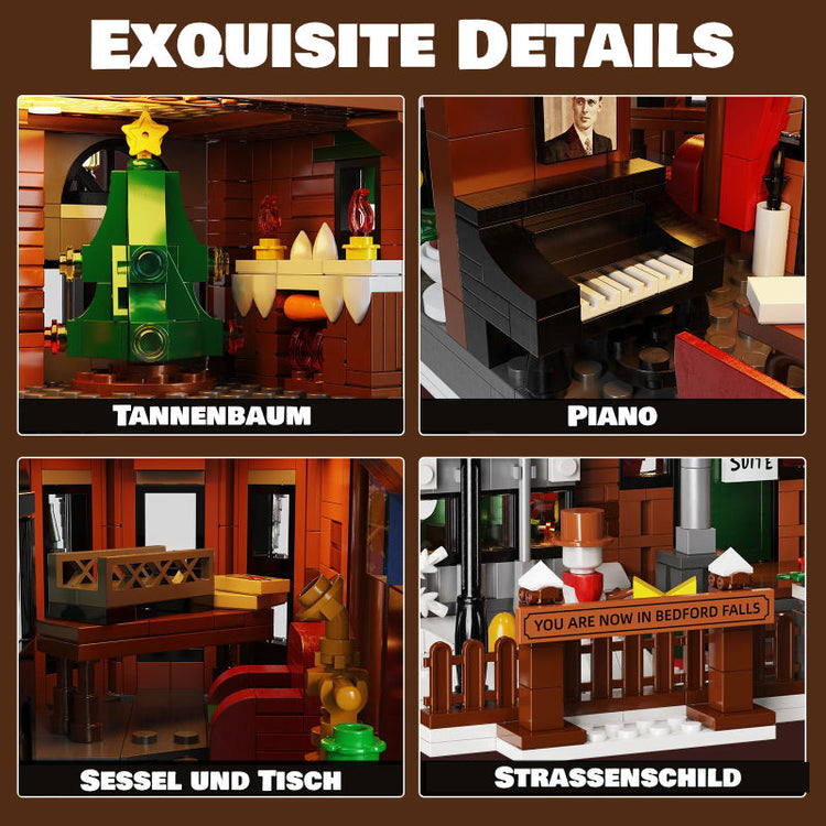 Verschneites Weihnachtshaus "Wonderful Life" mit LED-Beleuchtung | LEGO®-kompatibel