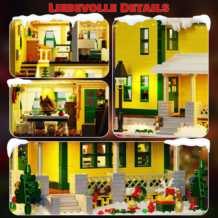 Weihnachtshaus mit Beleuchtung – festliches Klemmbaustein-Set | LEGO®-kompatibel