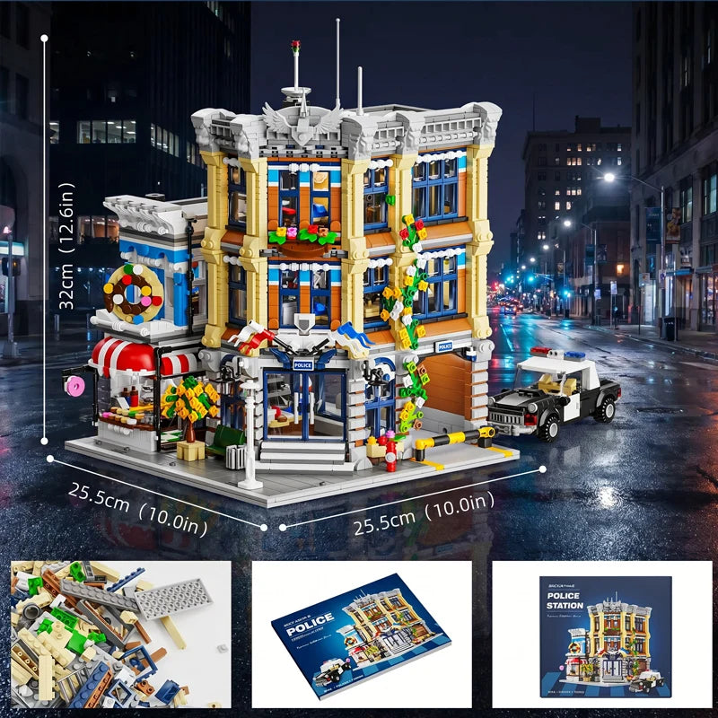 Polizeistation – 3-stöckiges Modular Building | LEGO®-kompatibel