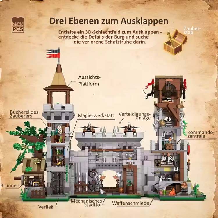 LEGO-kompatible Ritterburg der Heiligen Geisterritter - XXL-Bausatz mit 2.568 Teilen