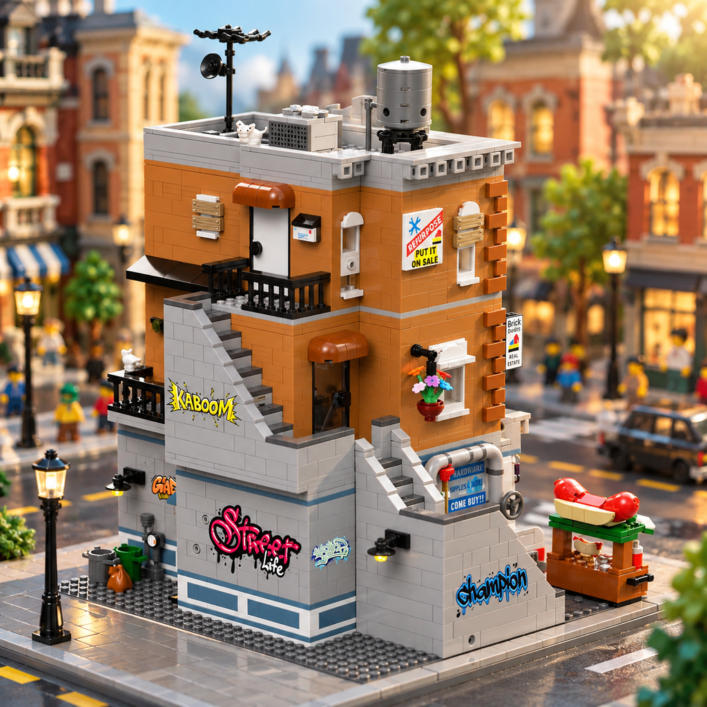Retro-Eisenwaren-Geschäft – 3.642-teiliges Modular Building mit 7 Figuren | LEGO®-kompatibel